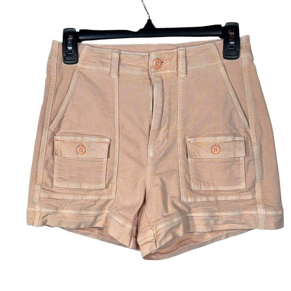 American Eagle 90s Boyfriend SZ 0 Jean Shorts Highest Rise Stretch Pockets Peach
